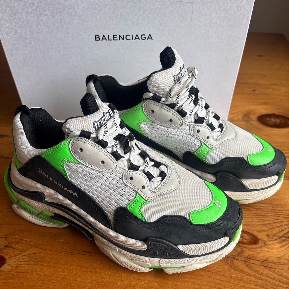 Balenciaga Triple S Green Black Sneakers EU 41 Fits UNISEX  Chunky Designer